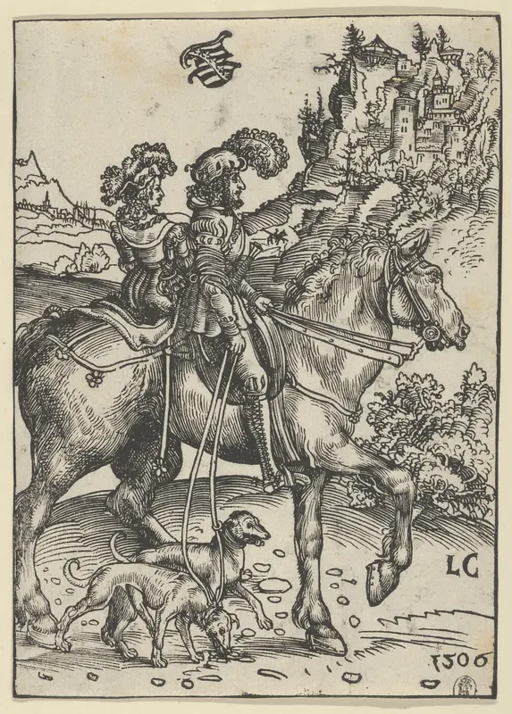Gentleman and Lady Riding to the Hunt Wall Art by Lucas Cranach the Elder - High-Resolution Digital Print