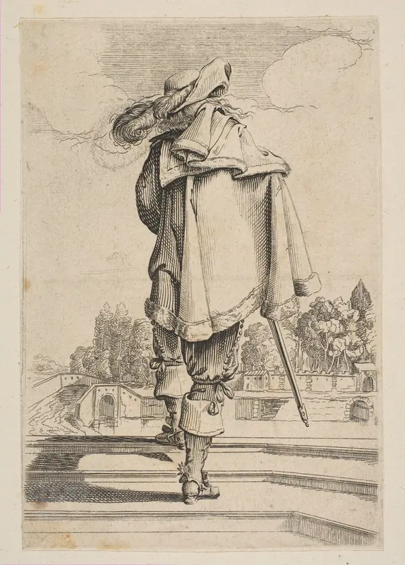 Gentleman in a Cape and Plumed Hat Seen from the Back Wall Art by Anonymous, French, 17th century - High-Resolution Digital Print