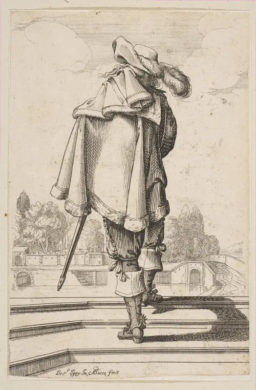 Gentleman in a Cape and Plumed Hat Seen from the Back Wall Art by Abraham Bosse - High-Resolution Digital Print