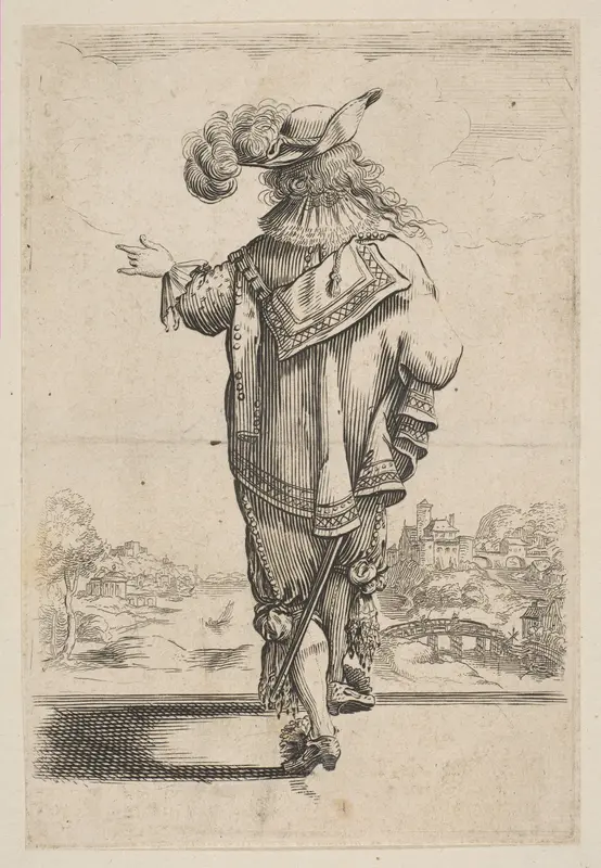 Gentleman Seen from the Back Indicating a Landscape Wall Art by Anonymous, French, 17th century - High-Resolution Digital Print