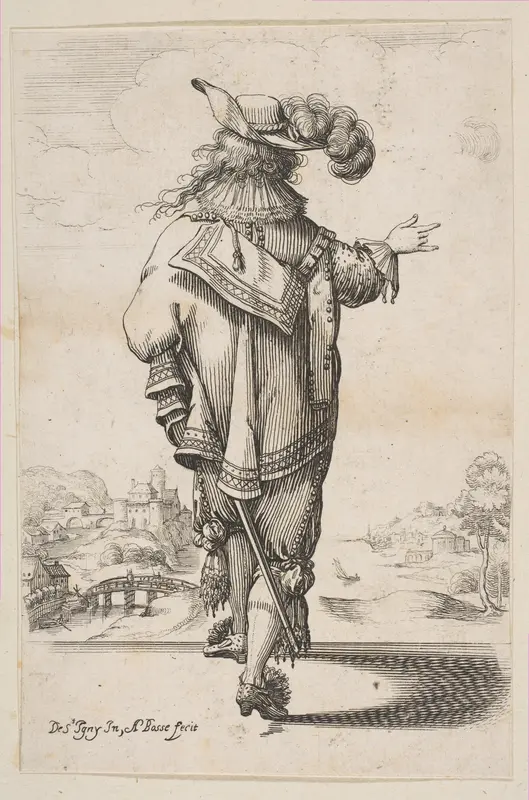 Gentleman Seen from the Back Indicating a Landscape Wall Art by Abraham Bosse - High-Resolution Digital Print