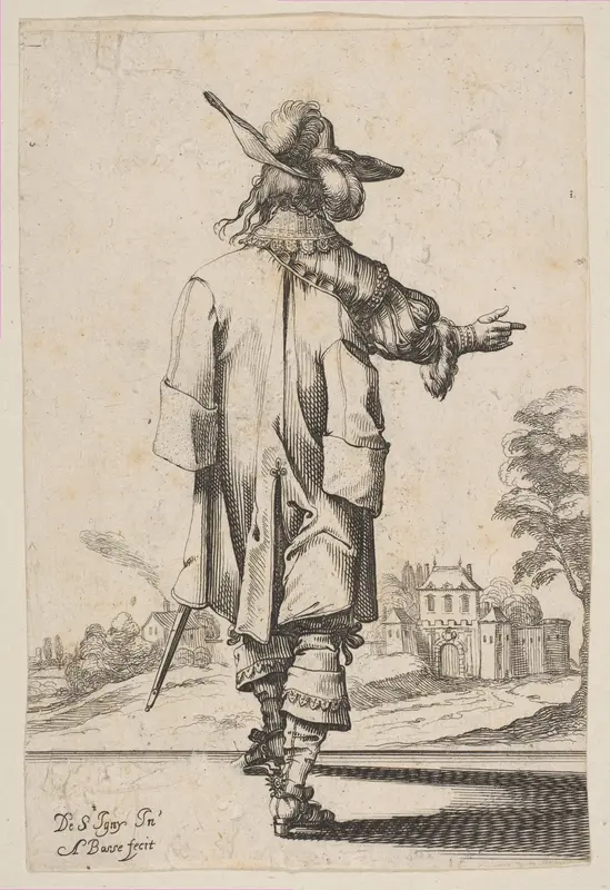 Gentleman Seen from the Back Pointing towards a Chateau Wall Art by Abraham Bosse - High-Resolution Digital Print