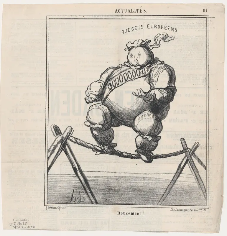 Gently!, from 'News of the day,' published in Le Charivari, April 21, 1868 Wall Art by Honoré Daumier - High-Resolution Digital Print