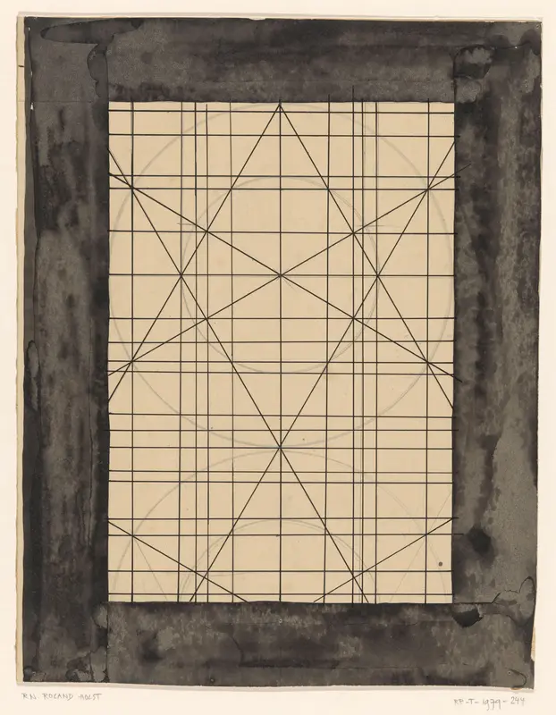 Geometrisch ontwerp voor een raam in het Noordertransept van de Dom te Utrecht Wall Art by Richard Nicolaüs Roland Holst - High-Resolution Digital Print