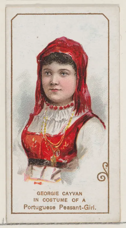 Georgie Cayvan in Costume of a Portuguese Peasant Girl, from the set Actors and Actresses, First Series (N70) for Duke brand cigarettes Wall Art by W. Duke, Sons & Co. - High-Resolution Digital Print
