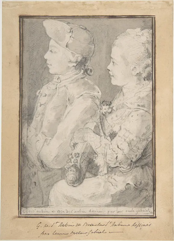 Germain-Augustin and Rose de Saint-Aubin, Drawn by Their Uncle Wall Art by Gabriel de Saint-Aubin - High-Resolution Digital Print