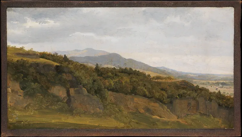 German Landscape with View toward a Broad Valley Wall Art by Fritz Petzholdt - High-Resolution Digital Print