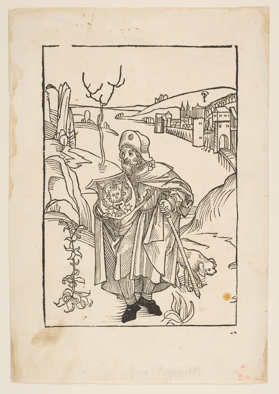 Gerson as a Pilgrim, frontispiece to Gersonis Opera, 1489 Wall Art by Albrecht Dürer - High-Resolution Digital Print