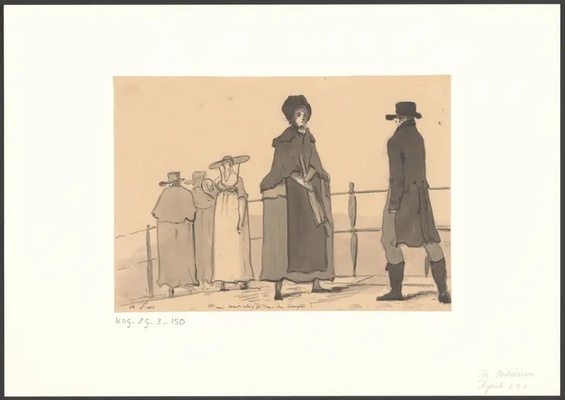 Gesprek op de Hogesluis, mogelijk over de lengte van de rok van de vrouw op de voorgrond Wall Art by Christiaan Andriessen - High-Resolution Digital Print