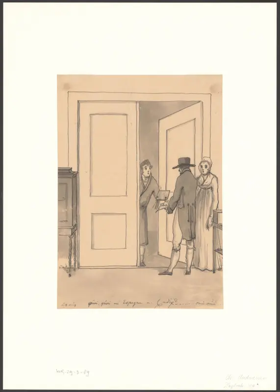 Gesprek tussen twee kunstenaars in de deurpost over Cádiz Wall Art by Christiaan Andriessen - High-Resolution Digital Print