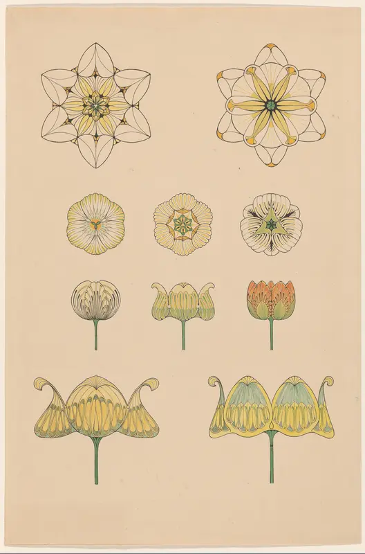 Gestileerde bloemornamenten Wall Art by Johanna Quirina van Regteren Altena - High-Resolution Digital Print