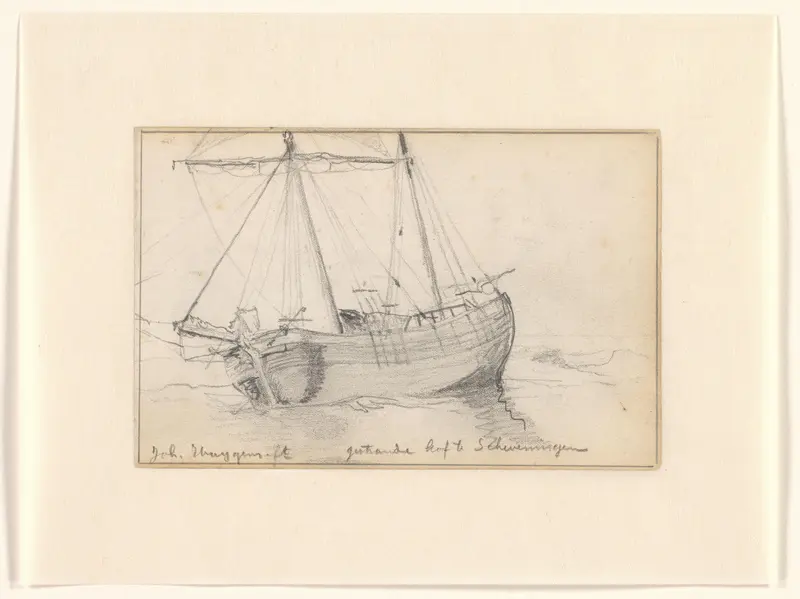 Gestrand kofschip bij Scheveningen Wall Art by Unknown - High-Resolution Digital Print