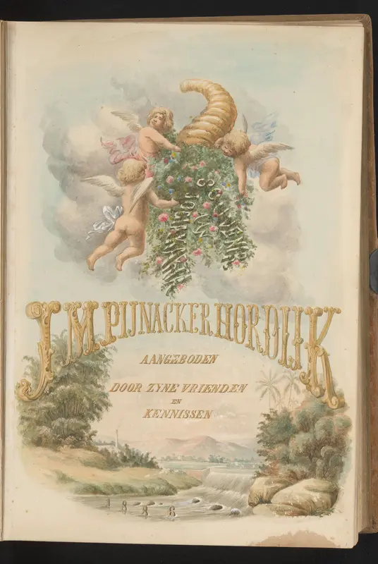 Getekend titelblad van het fotoalbum aangeboden aan J.M. Pijnacker Hordijk Wall Art by Unknown - High-Resolution Digital Print