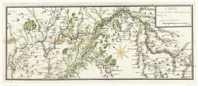 Getekende kaart van de Franse linies in Brabant, ca. 1705 Wall Art by anonymous - High-Resolution Digital Print