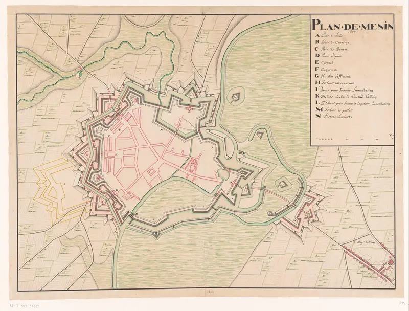 Getekende plattegrond van Menen, 1688 Wall Art by anonymous - High-Resolution Digital Print