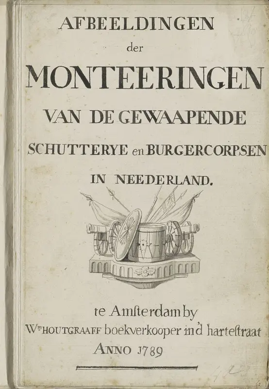 Getekende titelpagina voor een schetsboek met monteringen van de gewapende schutterijen en burgercorpsen in Nederland, 1789 Wall Art by anonymous - High-Resolution Digital Print
