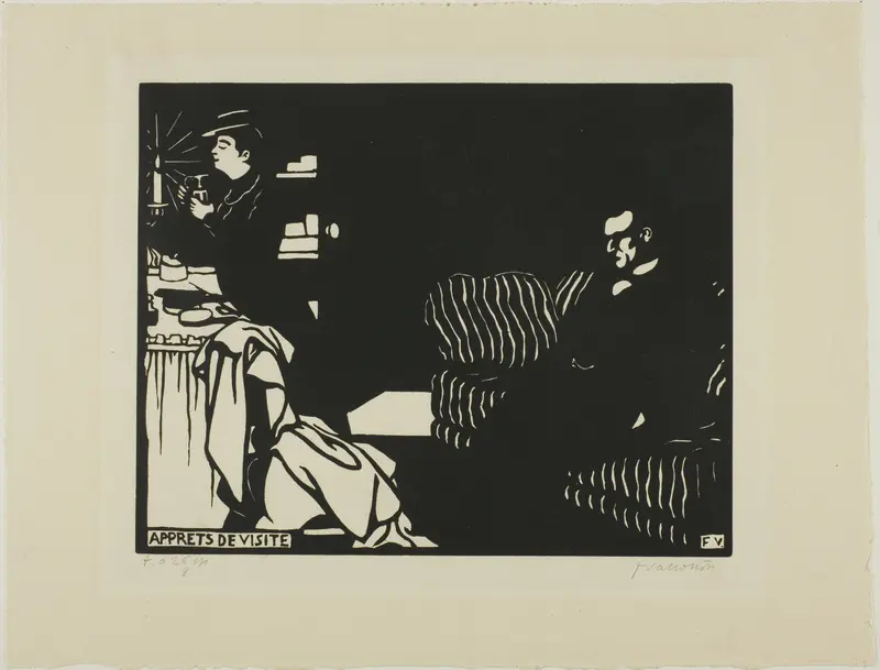 Getting Ready for a Visit, plate eight from Intimacies Wall Art by Félix Edouard Vallotton - High-Resolution Digital Print