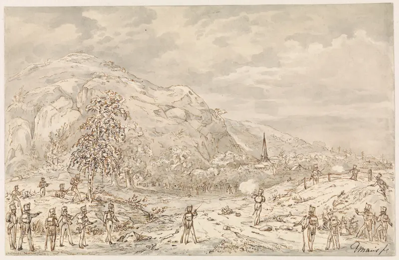 Gevecht tussen infanterie Wall Art by Gerardus Emaus de Micault - High-Resolution Digital Print