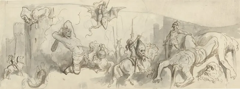 Gevecht tussen ridders en reuzen Wall Art by Gustave Doré - High-Resolution Digital Print