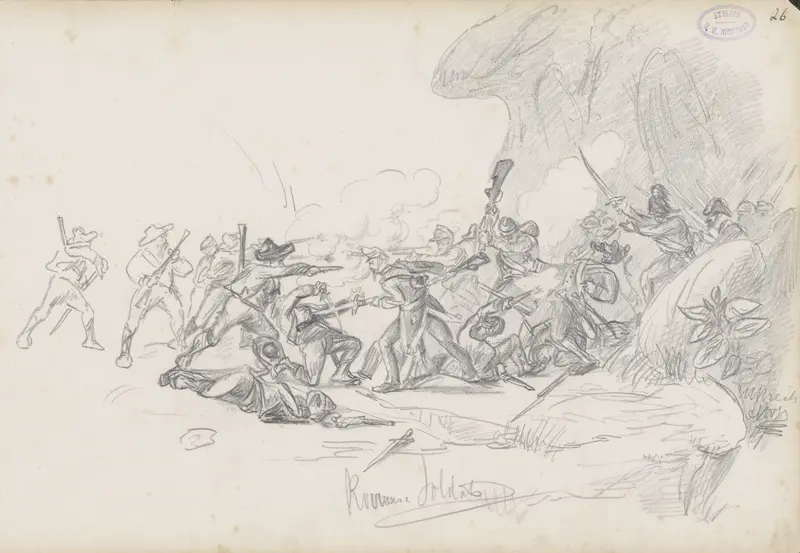 Gevecht tussen rovers en soldaten Wall Art by Unknown - High-Resolution Digital Print