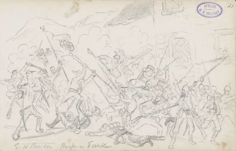 Gevecht tussen Russische en Turkse soldaten Wall Art by Unknown - High-Resolution Digital Print