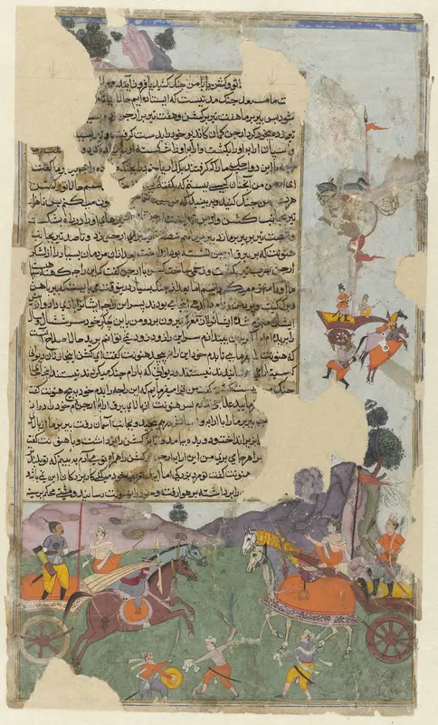 Gevechtsscène, illustratie van de Razm Nama Wall Art by anonymous - High-Resolution Digital Print