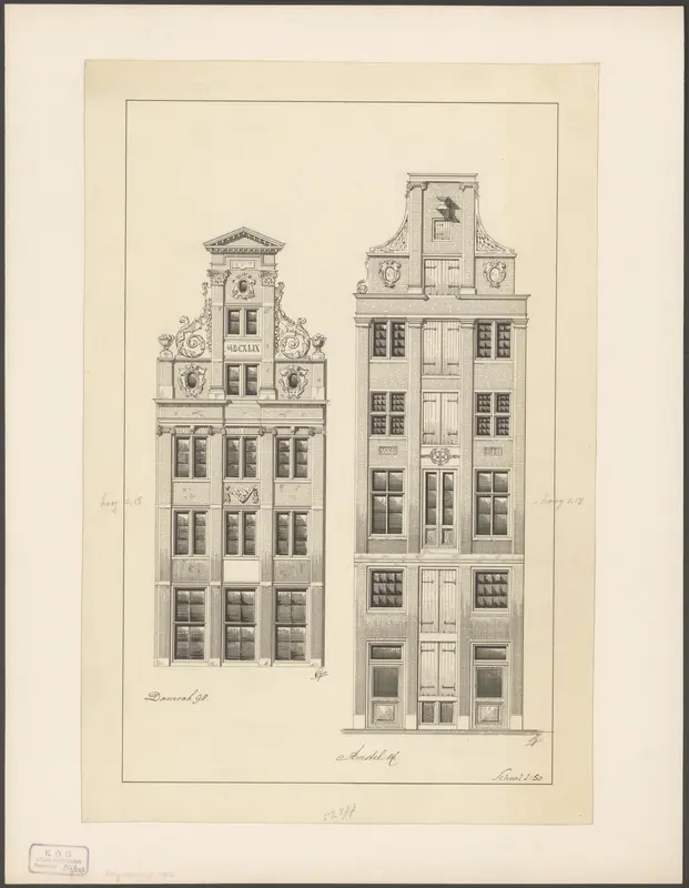 Gevels van Damrak 98 en Amstel 14 Wall Art by Unknown - High-Resolution Digital Print