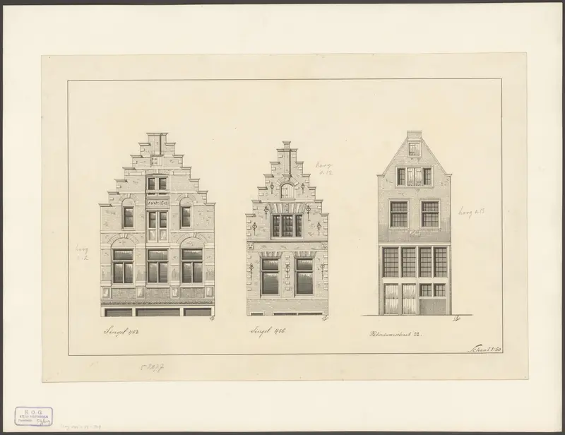 Gevels van Huizen in de Singel en Palmdwarsstraat in Amsterdam Wall Art by Unknown - High-Resolution Digital Print
