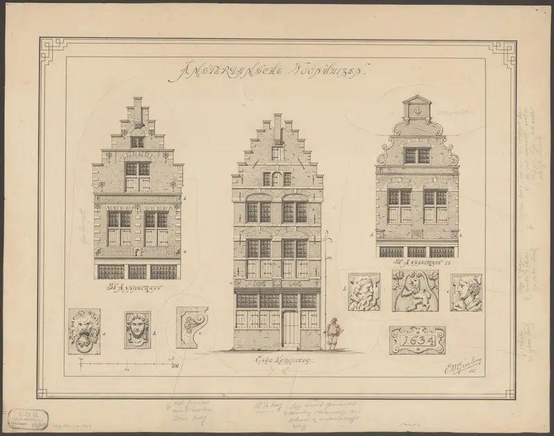 Gevels van Huizen in de St Annastraat en de Enge Kerksteeg Wall Art by Unknown - High-Resolution Digital Print