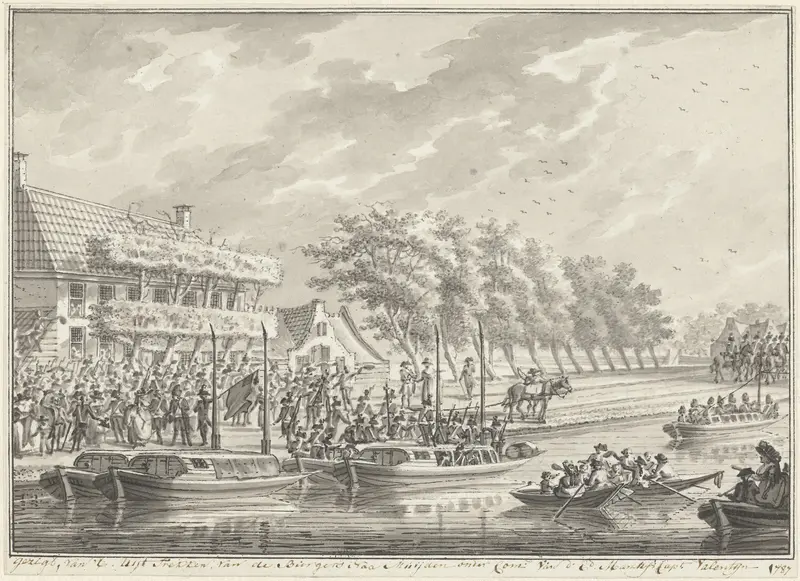Gewapende Amsterdamse burgers trekken uit naar Muiden, 1787 Wall Art by Daniël Kerkhoff - High-Resolution Digital Print