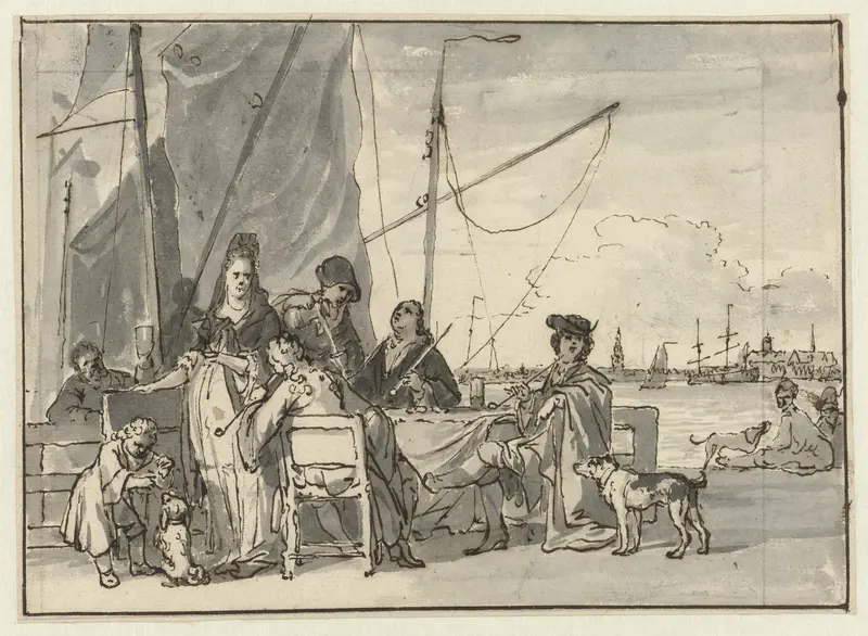 Gezelschap aan tafel Wall Art by Ludolf Bakhuysen - High-Resolution Digital Print