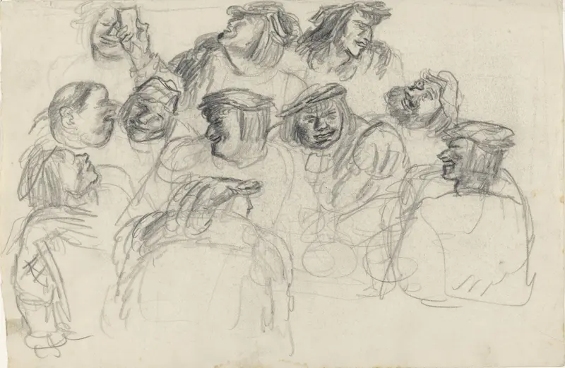 Gezelschap drinkende mannen Wall Art by Henk Henriët - High-Resolution Digital Print
