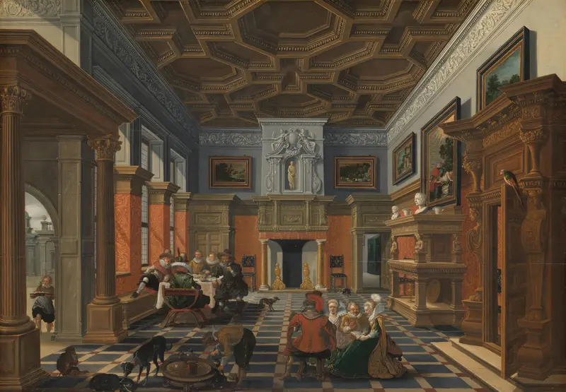 Gezelschap in een interieur Wall Art by Esaias van de Velde - High-Resolution Digital Print