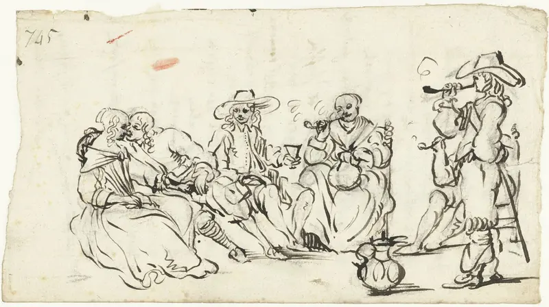 Gezelschap van zes personen Wall Art by Gesina ter Borch - High-Resolution Digital Print