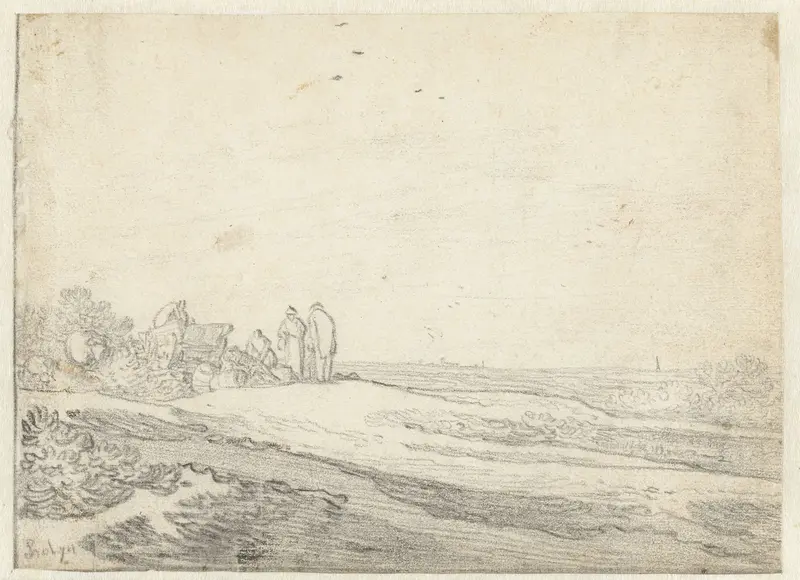 Gezicht aan de rand van de duinen, links een groepje personen Wall Art by Pieter de Molijn - High-Resolution Digital Print