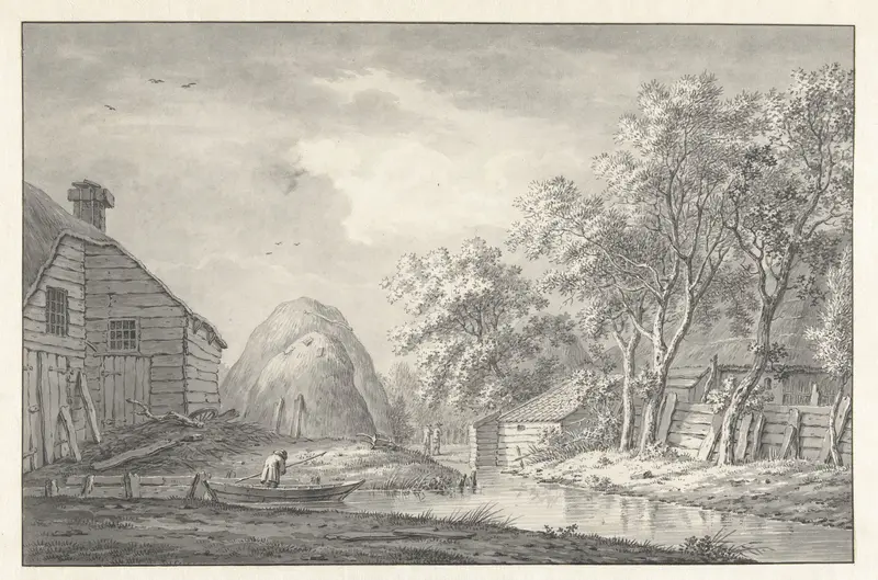 Gezicht aan een vaart met een hengelaar Wall Art by Hermanus van Brussel - High-Resolution Digital Print