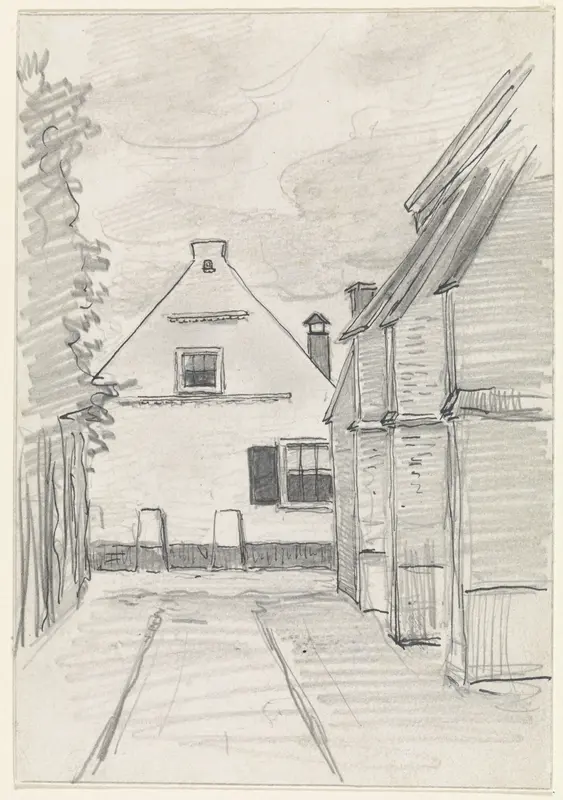 Gezicht door een straat op een huis Wall Art by Jan van Essen - High-Resolution Digital Print