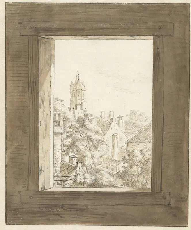 Gezicht door een venster op Utrecht Wall Art by Herman Saftleven - High-Resolution Digital Print