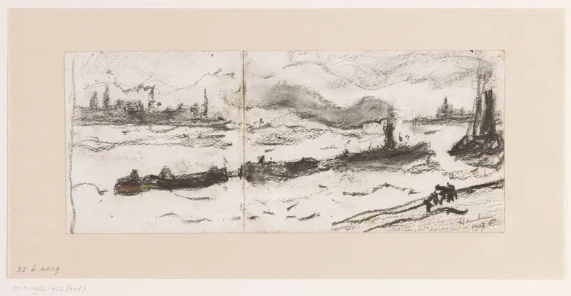 Gezicht in de haven van Hamburg met sleepboot Wall Art by Carel Nicolaas Storm van 's-Gravesande - High-Resolution Digital Print