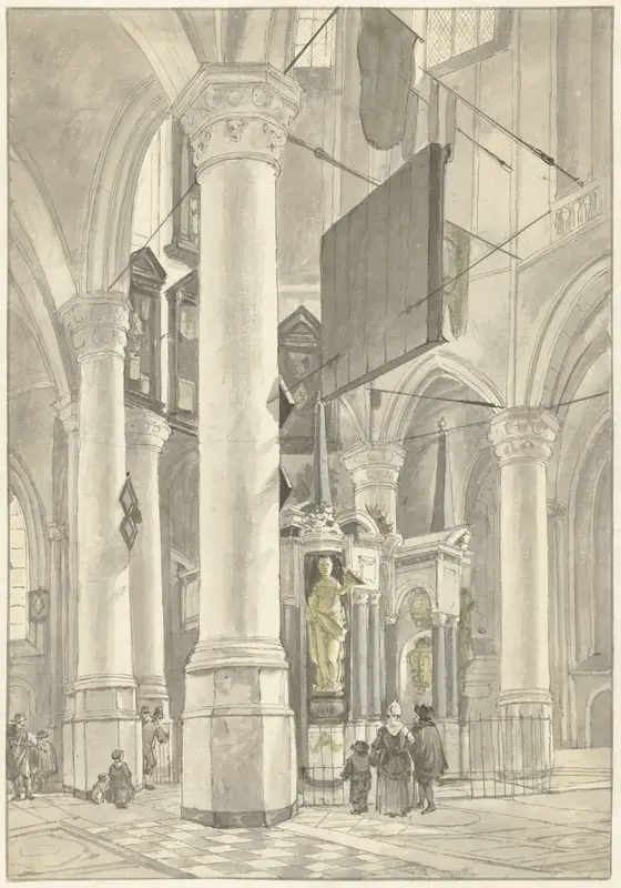 Gezicht in de Nieuwe kerk te Delft, met het grafmonument van Willem van Oranje Wall Art by Wybrand Hendriks - High-Resolution Digital Print