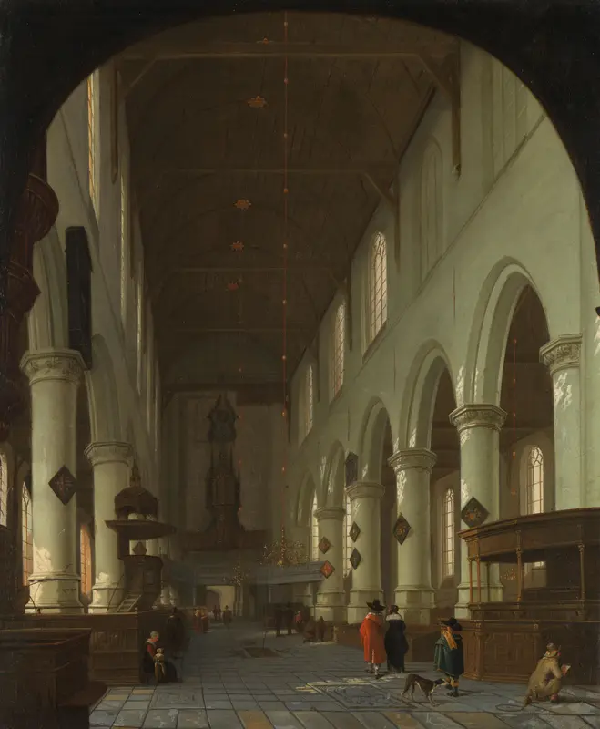 Gezicht in de Oude Kerk te Delft vanuit het koor richting portaal Wall Art by Unknown - High-Resolution Digital Print