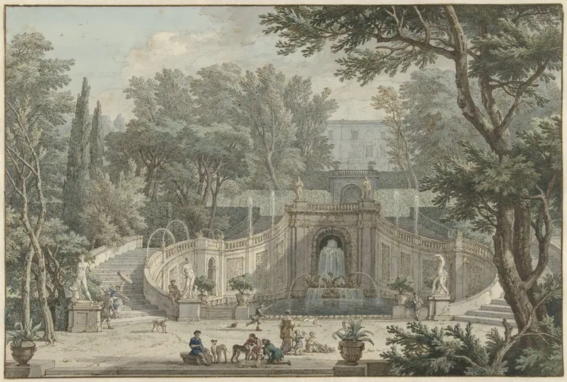 Gezicht in de tuin van de Villa d’Este in Tivoli Wall Art by Isaac de Moucheron - High-Resolution Digital Print