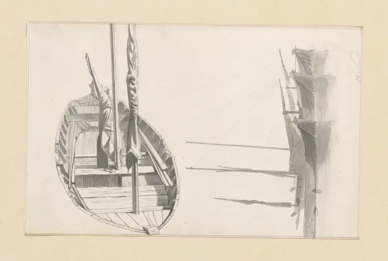 Gezicht in een boot en drie aangemeerde boten Wall Art by Hendrik Abraham Klinkhamer - High-Resolution Digital Print