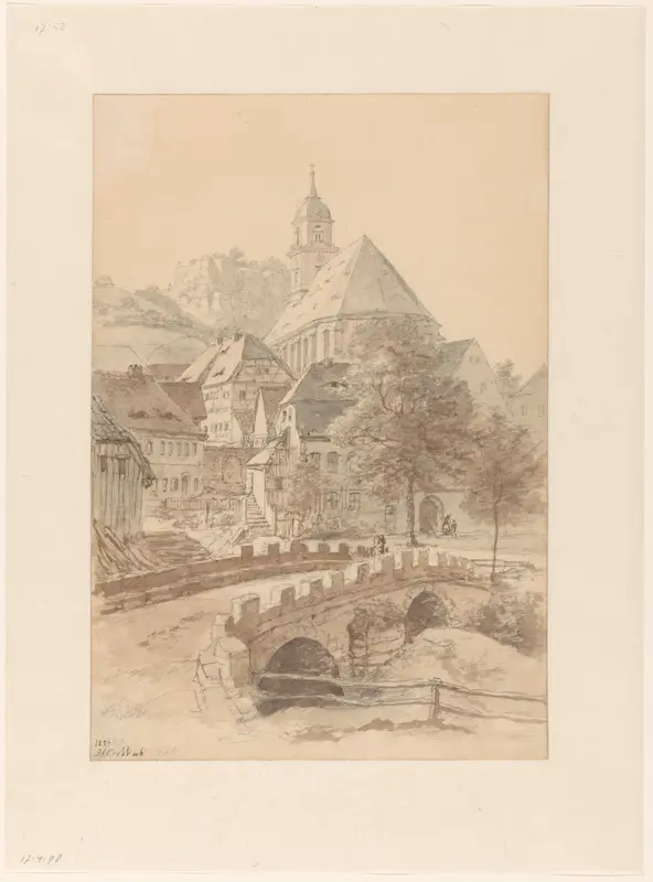 Gezicht in een Duits dorp Wall Art by Barend Cornelis Koekkoek - High-Resolution Digital Print