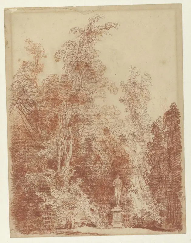 Gezicht in een park met een Venusbeeld Wall Art by Hubert Robert - High-Resolution Digital Print