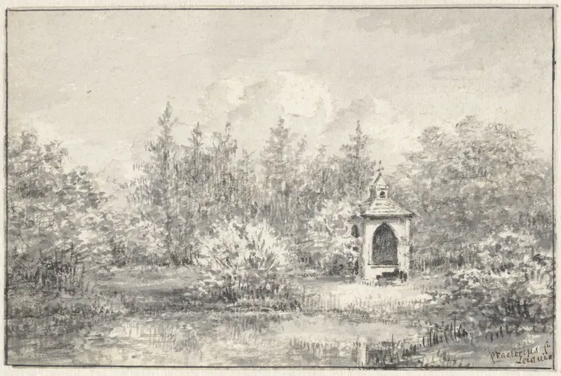 Gezicht in het park van Leiduin, met huisje tussen de bomen Wall Art by Pieter Ernst Hendrik Praetorius - High-Resolution Digital Print