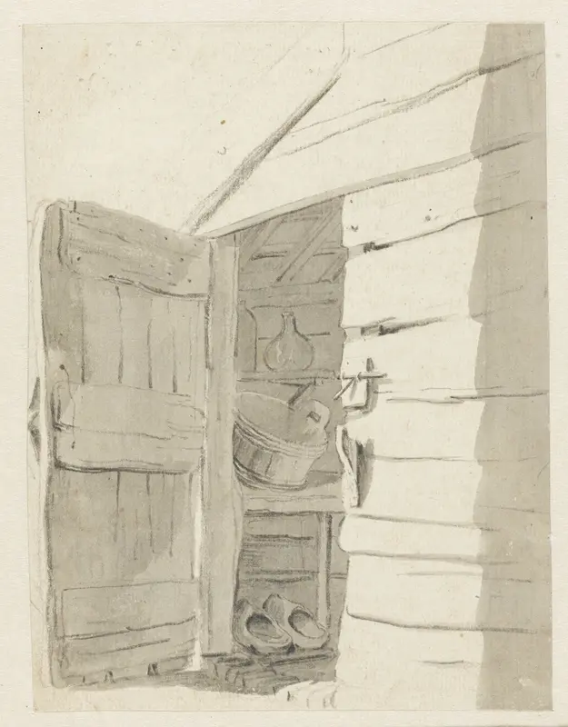 Gezicht in schuur door openstaande deur Wall Art by Pieter Bartholomeusz. Barbiers - High-Resolution Digital Print