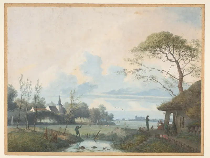 Gezicht met een dorpskerk en 's-Hertogenbosch in het verschiet Wall Art by Unknown - High-Resolution Digital Print