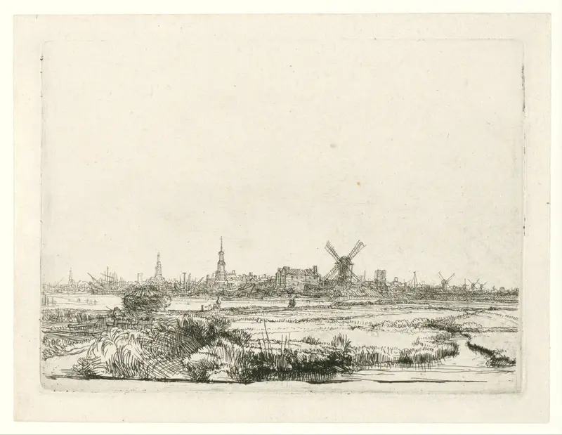 Gezicht op Amsterdam uit het noordwesten Wall Art by Rembrandt van Rijn - High-Resolution Digital Print