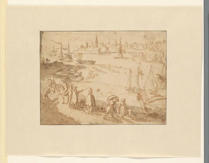 Gezicht op Antwerpen over de Schelde Wall Art by Unknown - High-Resolution Digital Print
